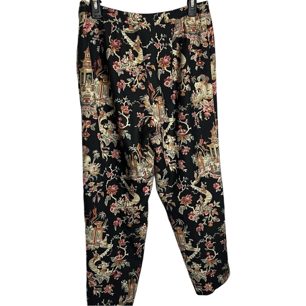 Vintage Talbots Asian Print Silk Pants